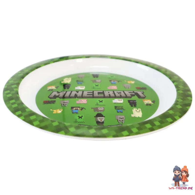 Minecraft Creeper Kinder Geschirr Set Teller Schüssel Becher - WS-Trend.de Geschirr-Set 3 teilig Alex Steve