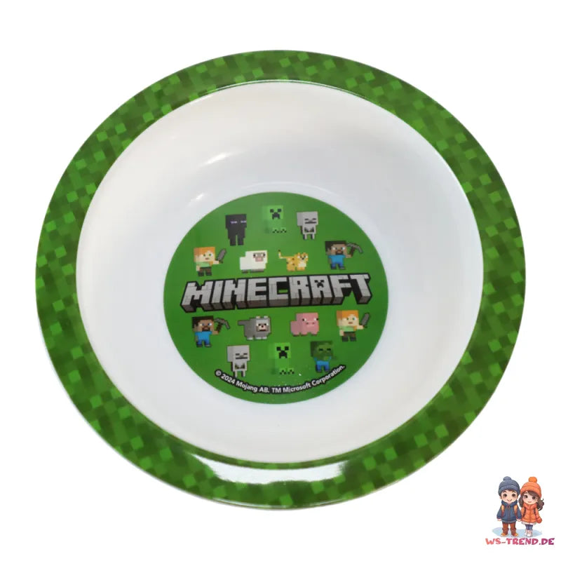 Minecraft Creeper Kinder Geschirr Set Teller Schüssel Becher - WS-Trend.de Geschirr-Set 3 teilig Alex Steve