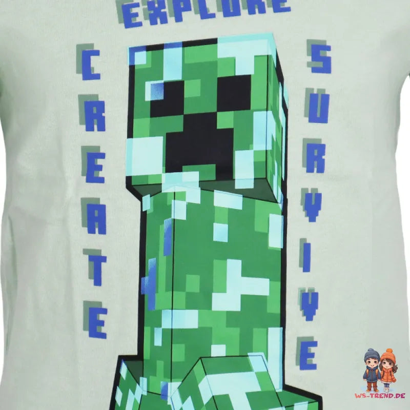 Minecraft Gamer Creeper Kinder kurzarm T-Shirt - WS-Trend.de Kurzarm Shirt Baumwolle 116 bis 152