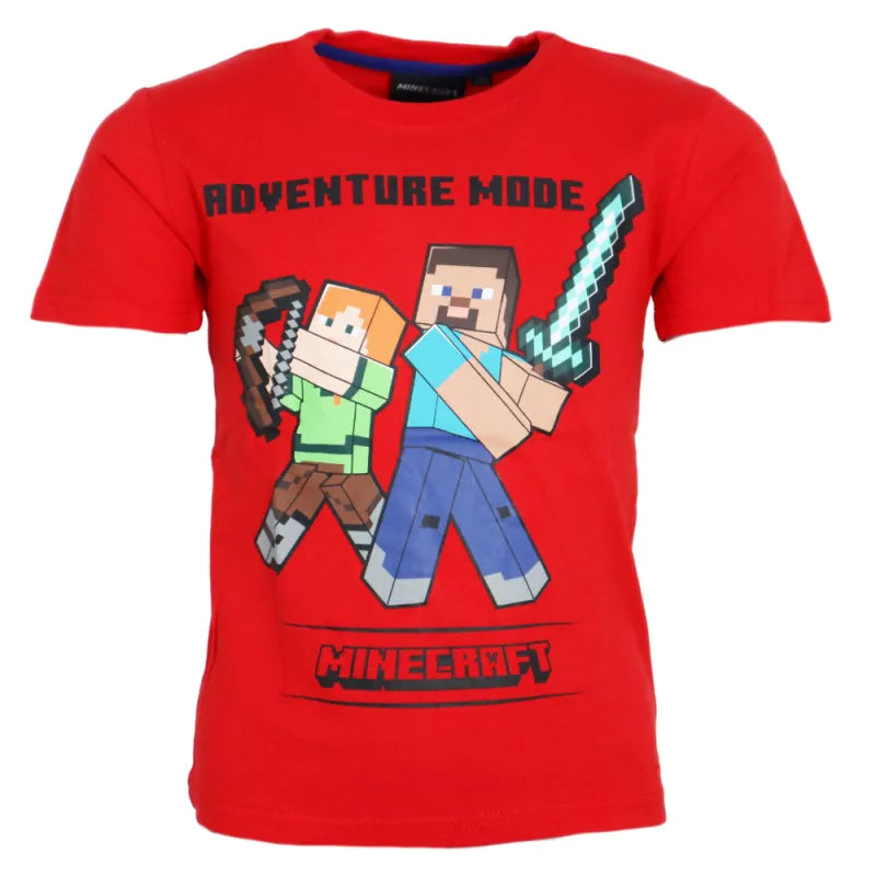 Minecraft Gamer Steve Alex Kinder kurzarm T-Shirt - WS-Trend.de Kurzarm Shirt Baumwolle 116 bis 152