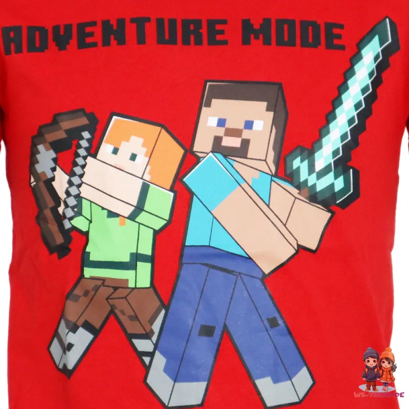Minecraft Gamer Steve Alex Kinder kurzarm T-Shirt - WS-Trend.de Kurzarm Shirt Baumwolle 116 bis 152