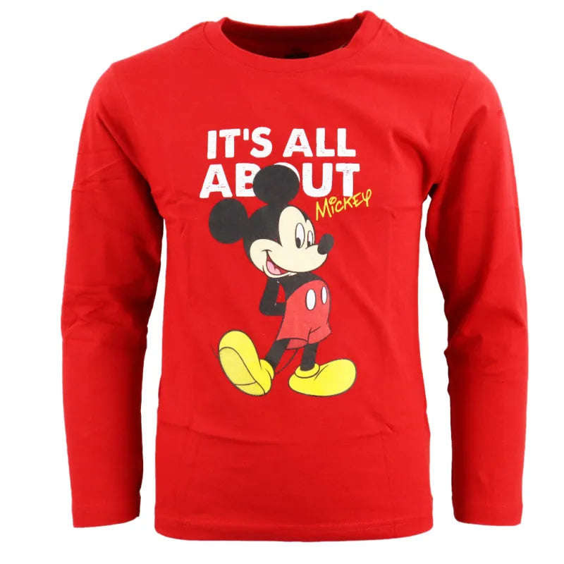 Disney Mickey Maus Kinder langarm T Shirt WS Trend.de Langarm Blau Rot für Jungen Baumwolle