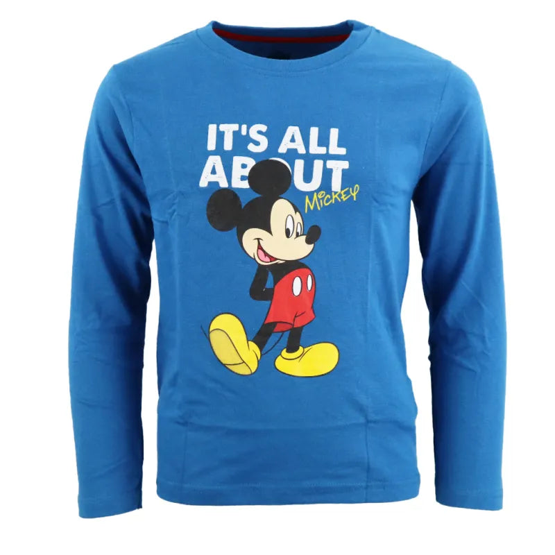 Disney Mickey Maus Kinder langarm T Shirt WS Trend.de Langarm Blau Rot für Jungen Baumwolle