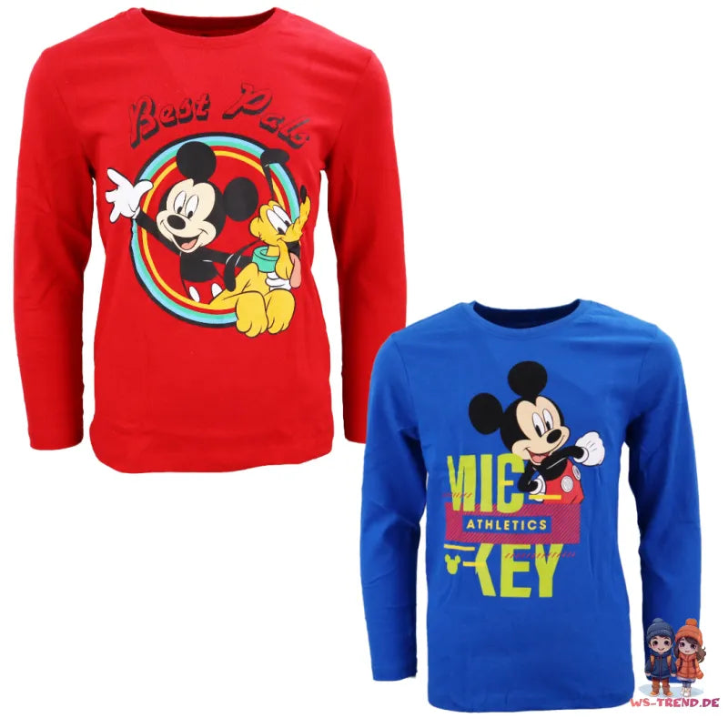 Disney Mickey Maus Langarm T-Shirt - WS-Trend.de Kinder Blau für Jungen