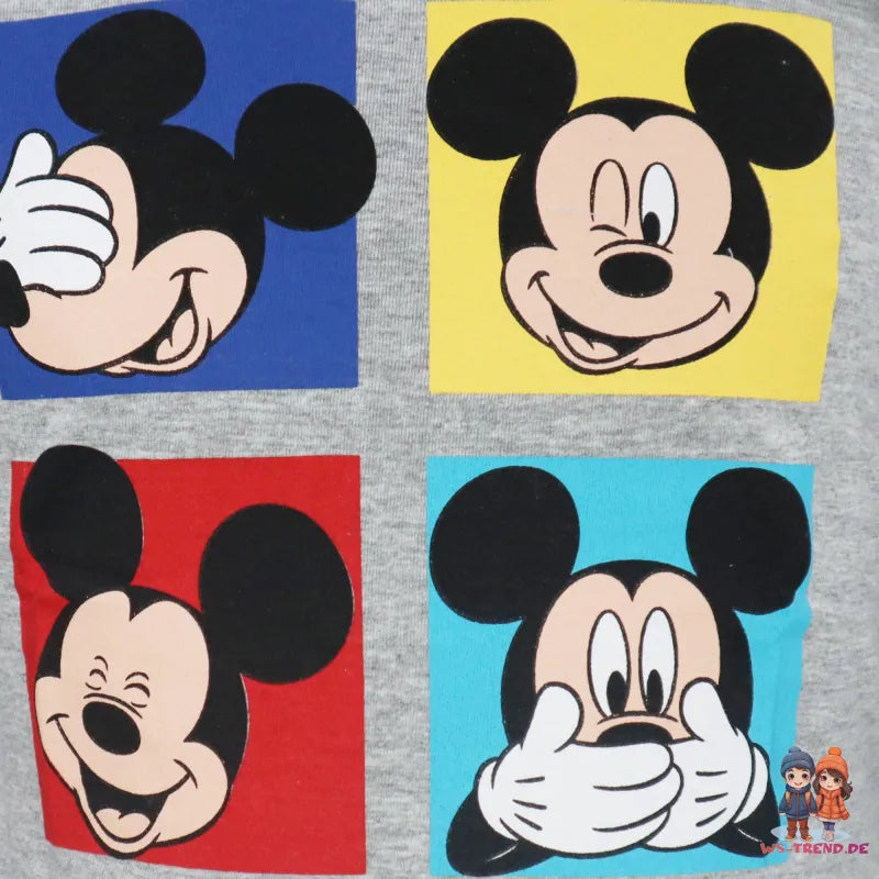 Disney Mickey Maus Kinder Jungen Langarm Shirt - WS-Trend.de Grau Rot 98-128 Baumwolle