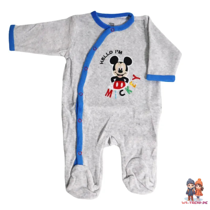 Disney Mickey Maus Baby Velours langarm Strampler Einteiler - WS-Trend.de Kleinkind Velour Body Gr. 62 - 92