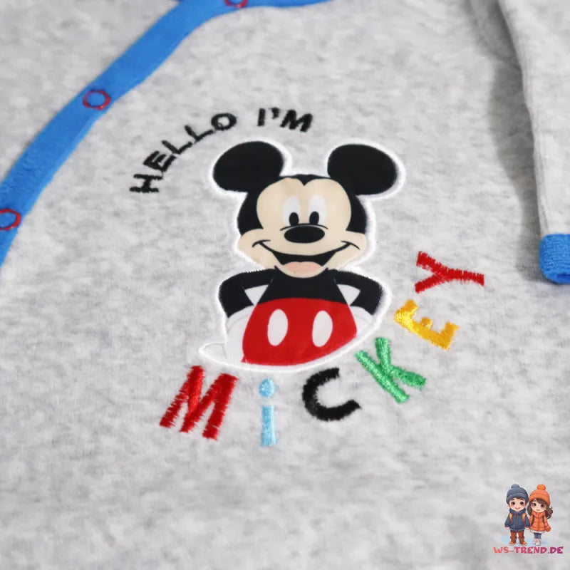 Disney Mickey Maus Baby Velours langarm Strampler Einteiler - WS-Trend.de Kleinkind Velour Body Gr. 62 - 92