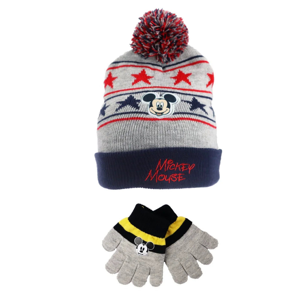 Disney Mickey Maus 2tlg Set Kinder Herbst Wintermütze plus Handschuhe – WS-Trend