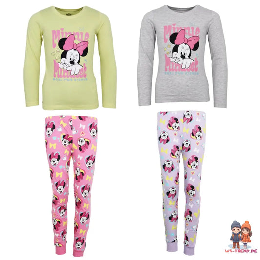 Disney Minnie Maus Mädchen Kinder Schlafanzug Pyjama lang - WS-Trend.de 104 - 134 Baumwolle