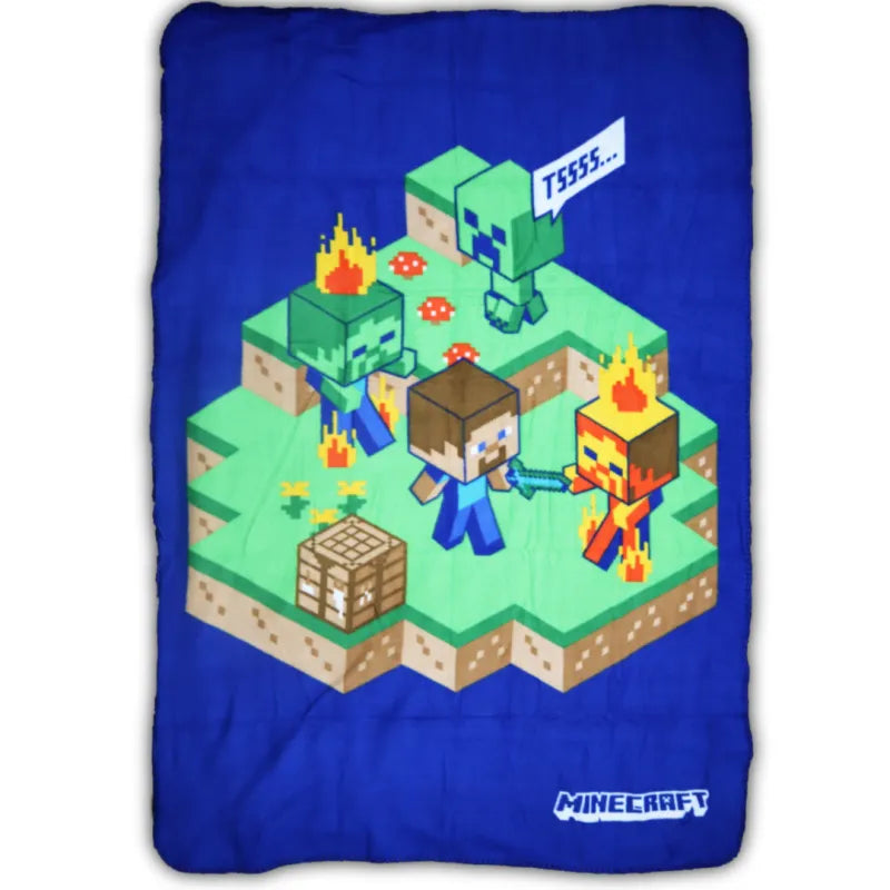 Minecraft Steve vs Creeper Kinder Fleecedecke - WS-Trend.de Zombie leichte Kuscheldecke 100x140