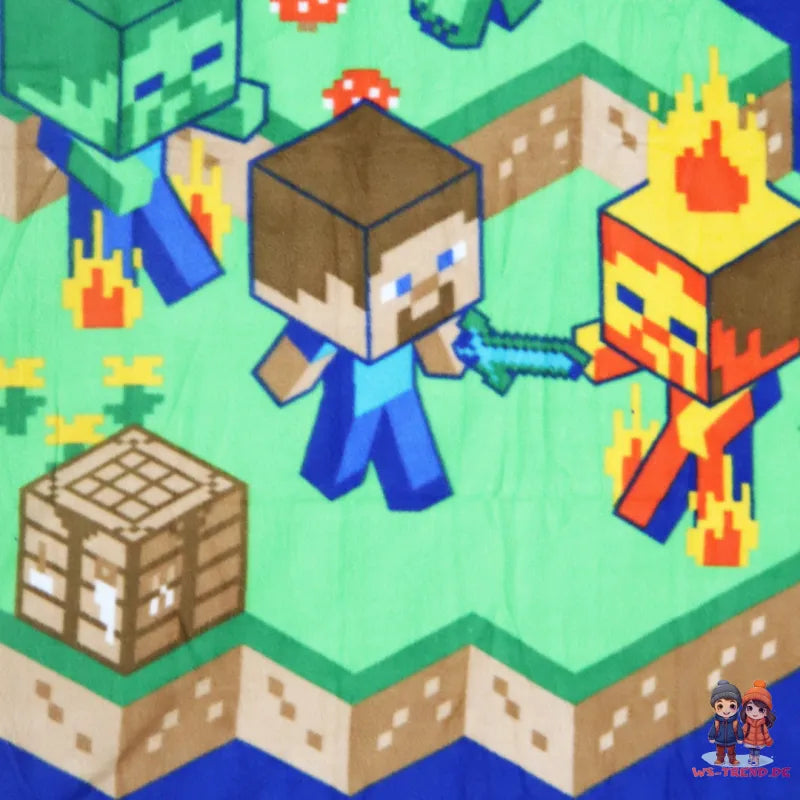 Minecraft Steve vs Creeper Kinder Fleecedecke - WS-Trend.de Zombie leichte Kuscheldecke 100x140