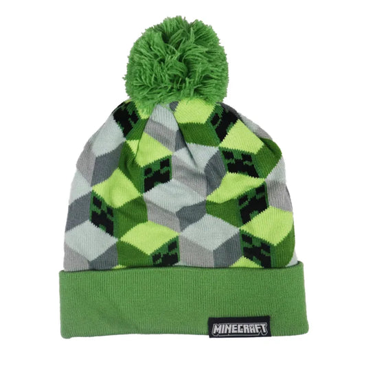 Minecraft Gamer Creeper Kinder Wintermütze Mütze Bommelmütze - WS-Trend.de in 52 - 54