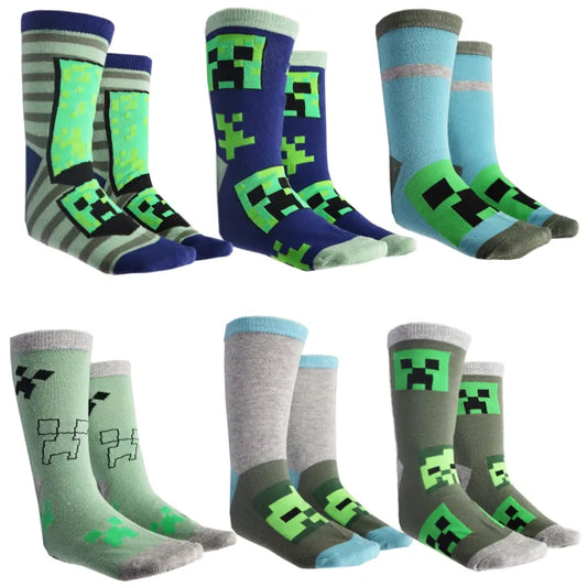 Minecraft Creeper Kinder Jungen lange Socken 6er Pack WS Trend.de Gr. 27 bis 38