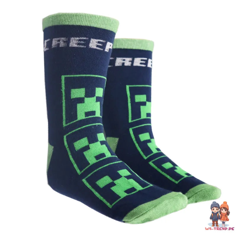 Minecraft Creeper Zombie Skelet Kinder Jungen lange Socken 6er Pack - WS-Trend.de Gr 27 bis 38