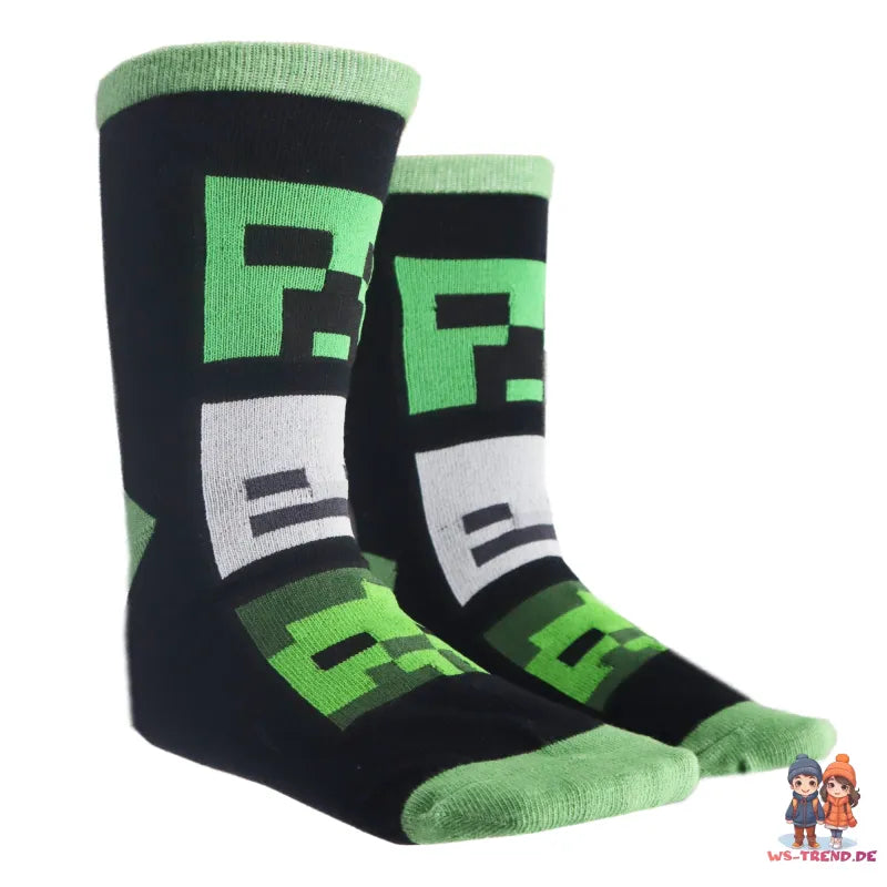 Minecraft Creeper Zombie Skelet Kinder Jungen lange Socken 6er Pack - WS-Trend.de Gr 27 bis 38