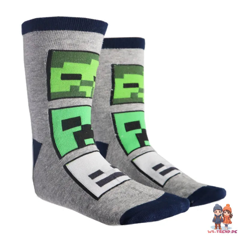 Minecraft Creeper Zombie Skelet Kinder Jungen lange Socken 6er Pack - WS-Trend.de Gr 27 bis 38