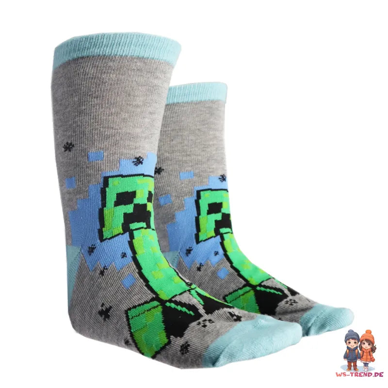 Minecraft Creeper Zombie Kinder Jungen lange Socken 6er Pack - WS-Trend.de Gr 27 bis 38