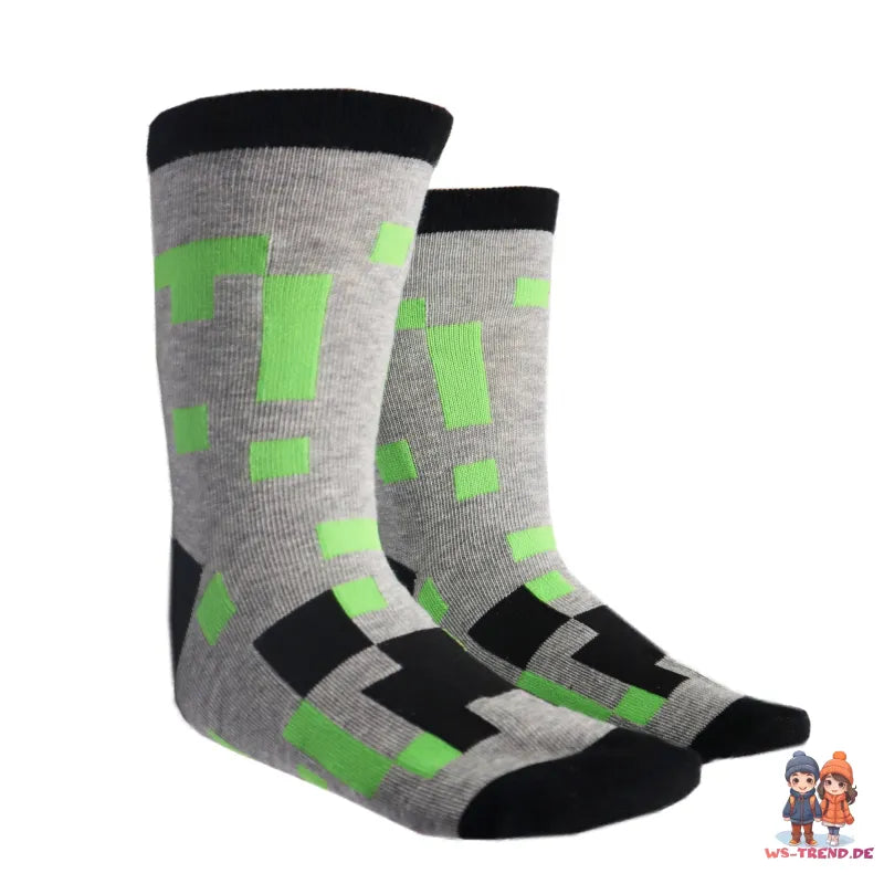 Minecraft Creeper Zombie Kinder Jungen lange Socken 6er Pack - WS-Trend.de Gr 27 bis 38