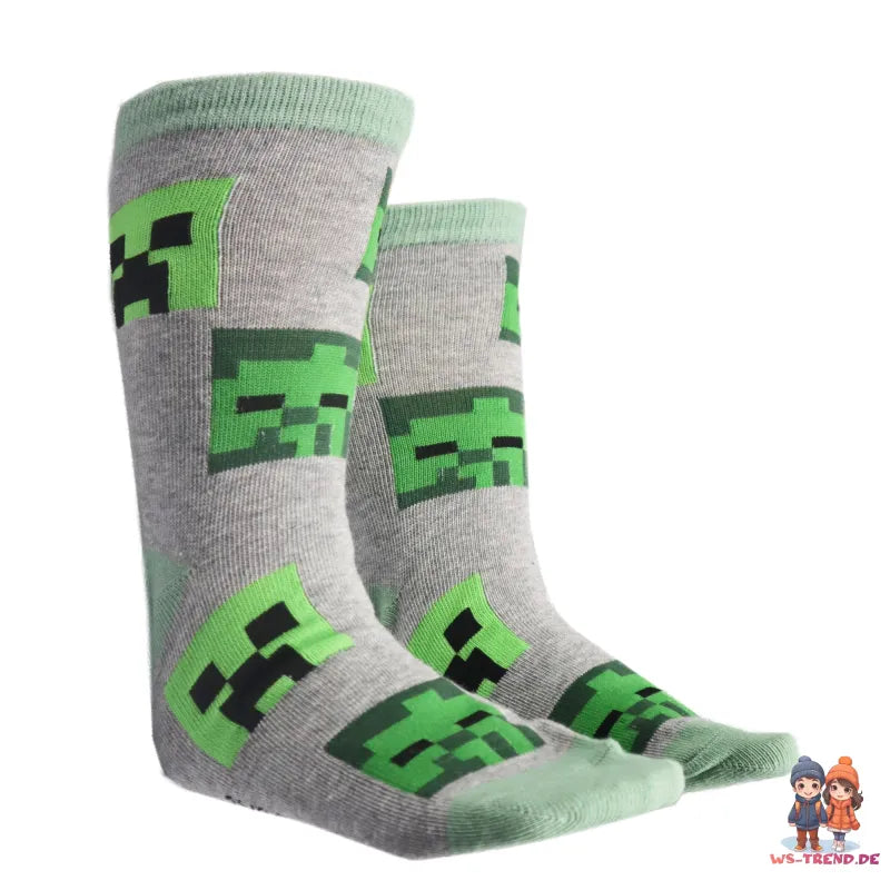 Minecraft Creeper Zombie Kinder Jungen lange Socken 6er Pack - WS-Trend.de Gr 27 bis 38
