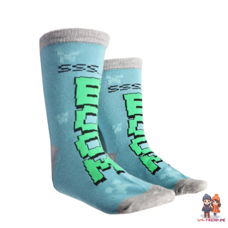 Minecraft Creeper Zombie Kinder Jungen lange Socken 6er Pack - WS-Trend.de Gr 27 bis 38