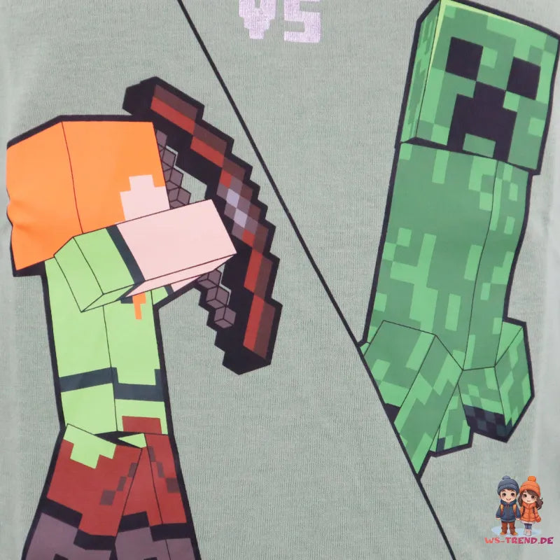 Minecraft Alex Creeper Kinder kurzarm T-Shirt - WS-Trend.de Kleidung Jungen Blau Baumwolle