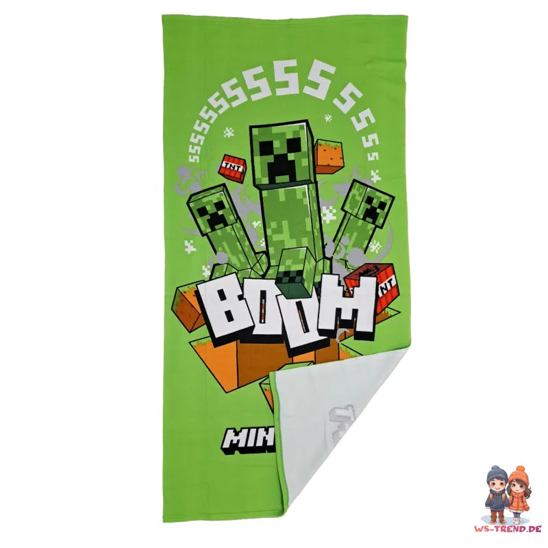 Minecraft Creeper Badetuch Strandtuch 70x140cm - WS-Trend.de - Mikrofaser Badehandtuch XL 70x140