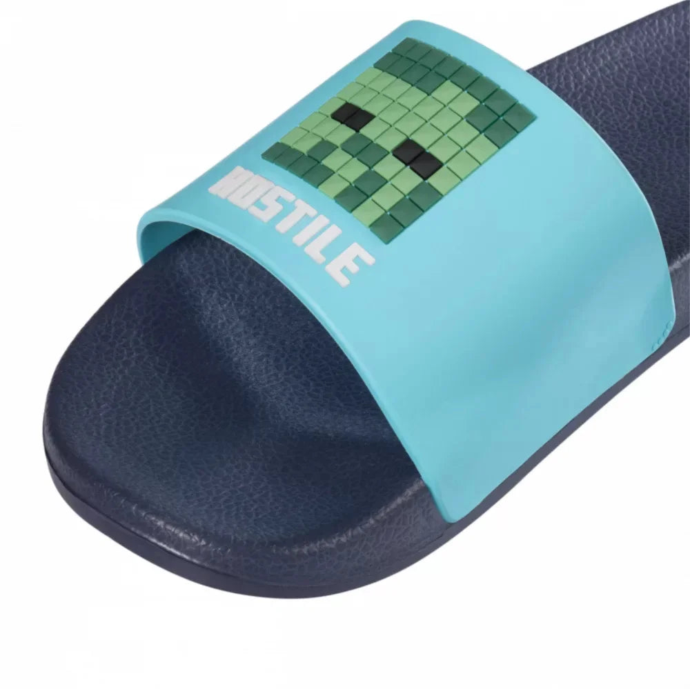 Minecraft Creeper Kinder Badelatschen Sandalen 3D Optik - WS-Trend.de - Badeschuhe Latschen Motiv Gr. 29 - 38 Blau