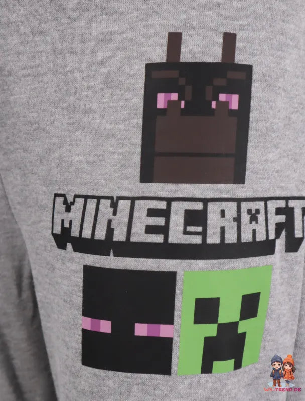 Minecraft Creeper Kinder Jogginghose - WS-Trend.de Enderman Sporthose Hose 128 bis 152 Grau