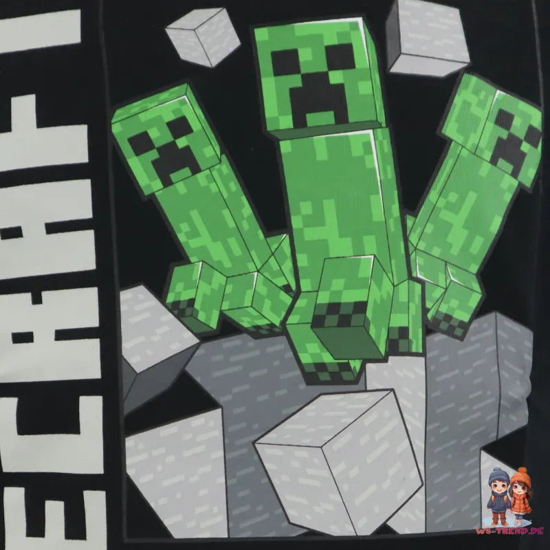 Minecraft Creeper Kinder kurzarm T-Shirt - WS-Trend.de Steve Kleidung Jungen Schwarz