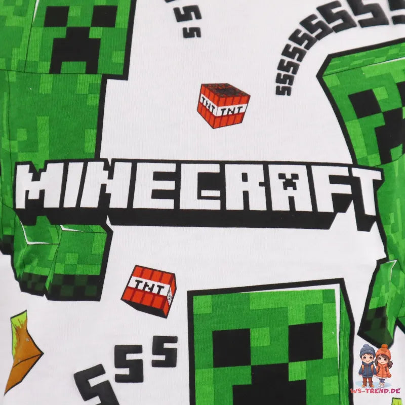 Minecraft Creeper Kinder kurzarm T-Shirt - WS-Trend.de Kleidung Jungen Weiß Baumwolle