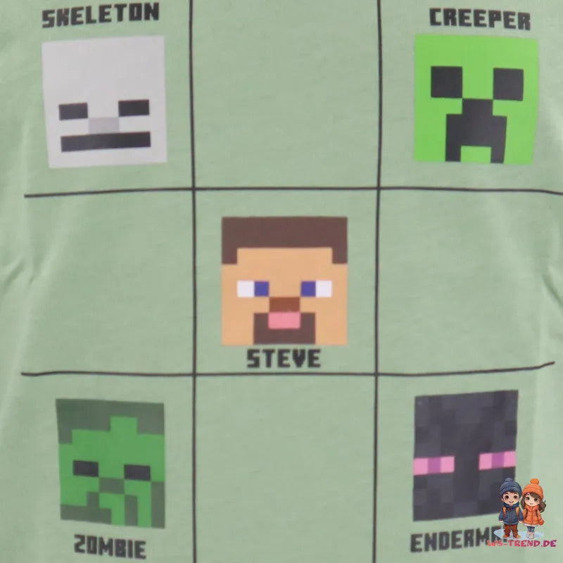 Minecraft Creeper Kinder kurzarm T-Shirt - WS-Trend.de Steve Kleidung Jungen Grün