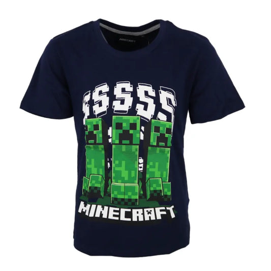 Minecraft Creeper Kinder kurzarm T Shirt Dunkelblau WS Trend.de Kleidung Jungen baumwolle Blau