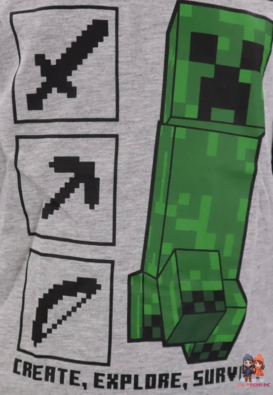 Minecraft Creeper Kinder lang Pyjama - WS-Trend.de Zombie Jungen Schlafanzug 128 -152
