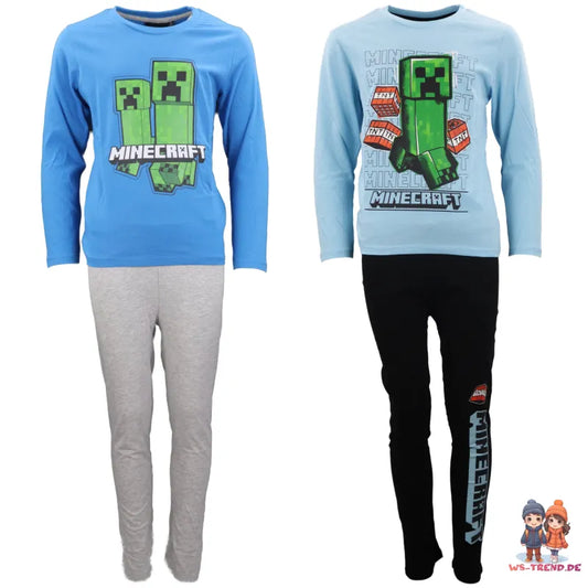 Minecraft Creeper Kinder lang Pyjama - WS-Trend.de Jungen Schlafanzug 116 -152