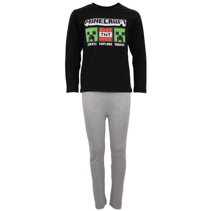 Minecraft Creeper Kinder lang Pyjama - WS-Trend.de Jungen Schlafanzug 116 -152