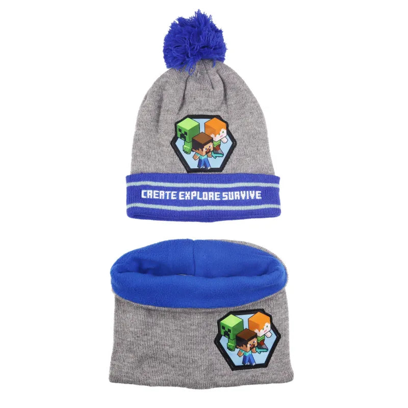 Minecraft Creeper Kinder Wintermütze plus Loop WS Trend.de Mütze Schal in 52 54 Bommelmütze
