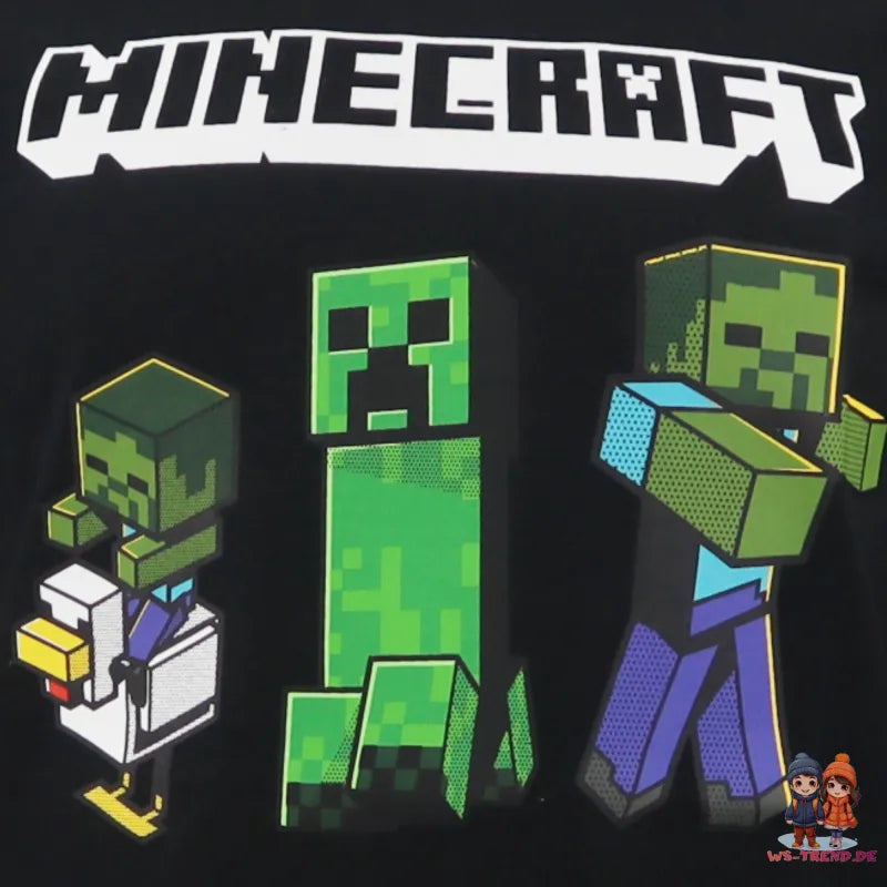 Minecraft Creeper Zombie Gamer Kinder langarm Shirt - WS-Trend.de Gr. 116-152 Baumwolle Schwarz