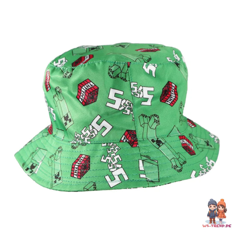 Minecraft Creeper Kinder Jungen Fischermütze Fischerhut Hut Sommerhut - WS-Trend.de 52-54