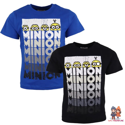 Die Minions Jungen Kurzarm T-Shirt - WS-Trend.de Kinder Shirt 110-140 Blau Schwarz 100% Baumwolle
