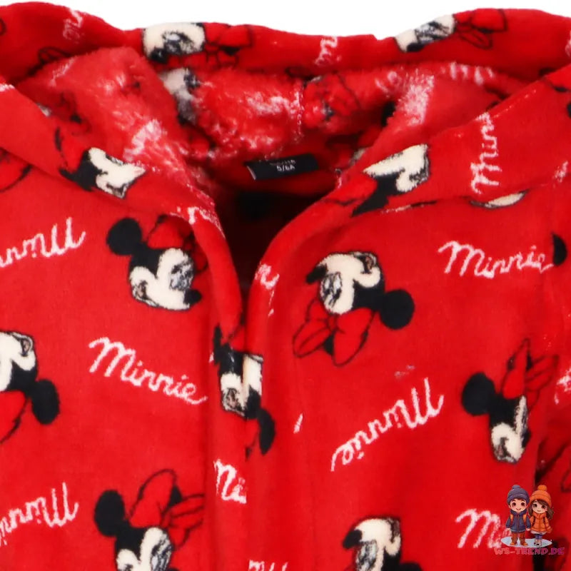Disney Minnie Maus Kinder Mädchen Fleece Bademantel mit Kapuze - WS-Trend.de Gr. 98 - 128