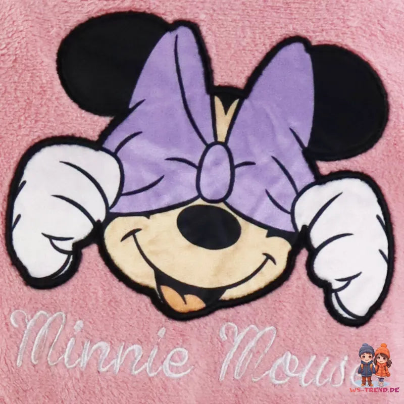 Disney Minnie Maus Kinder Bademantel - WS-Trend.de Mädchen Fleece mit Kapuze Gr. 98 - 128