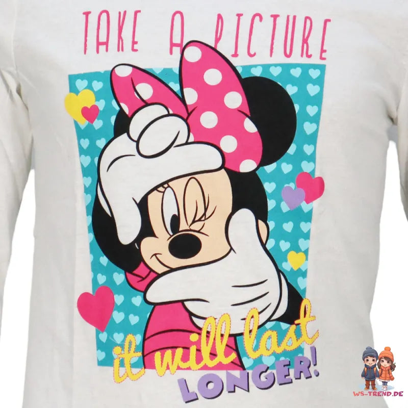 Disney Minnie Maus Kinder Mädchen langarm T-Shirt - WS-Trend.de 98 bis 128 - 100% Baumwolle