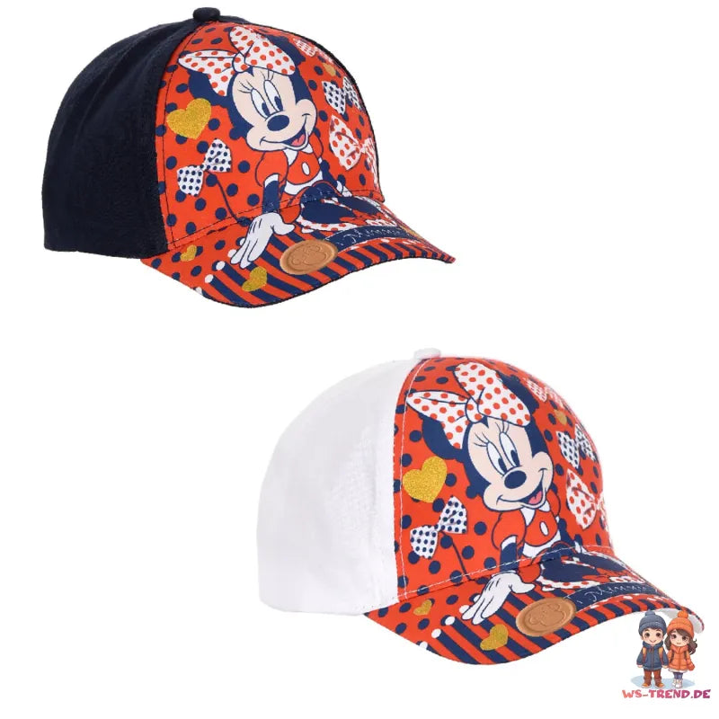 Minnie Maus Schleifen - Kinder Baseball Kappe 52 oder 54 cm - WS-Trend.de Disney Mouse Mädchen Basecap größe - Blau Weiß