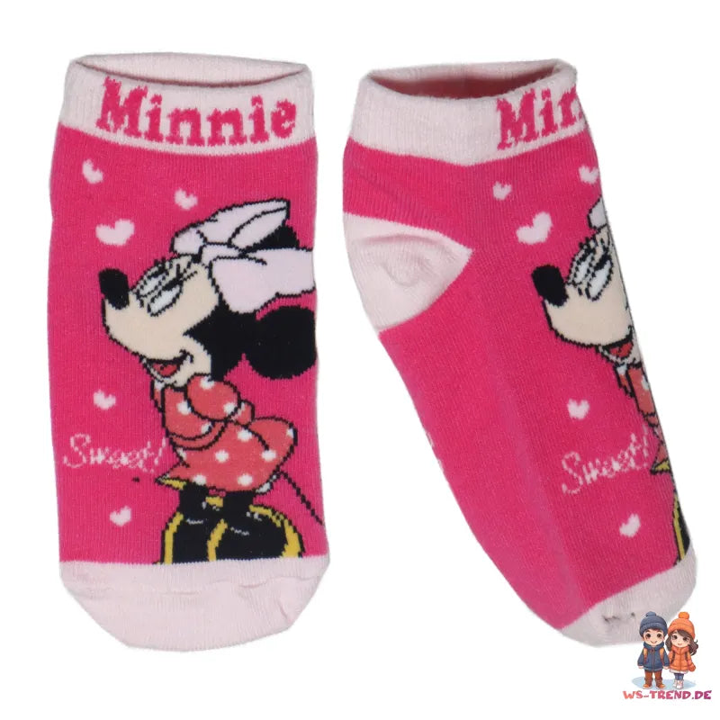 Disney Minnie Maus Sneaker Socken 2er Pack - WS-Trend.de Kinder Kurz - Blau 23 bis 34