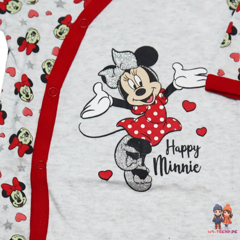 Disney Minnie Maus Baby Kleinkind Strampler Einteiler - WS-Trend.de Gr.56 - 92 Rot Rosa