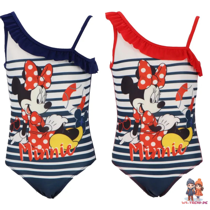 Disney Minnie Maus Streifen Kinder Badeanzug - WS-Trend.de Stripes Mädchen Bademode 98-128
