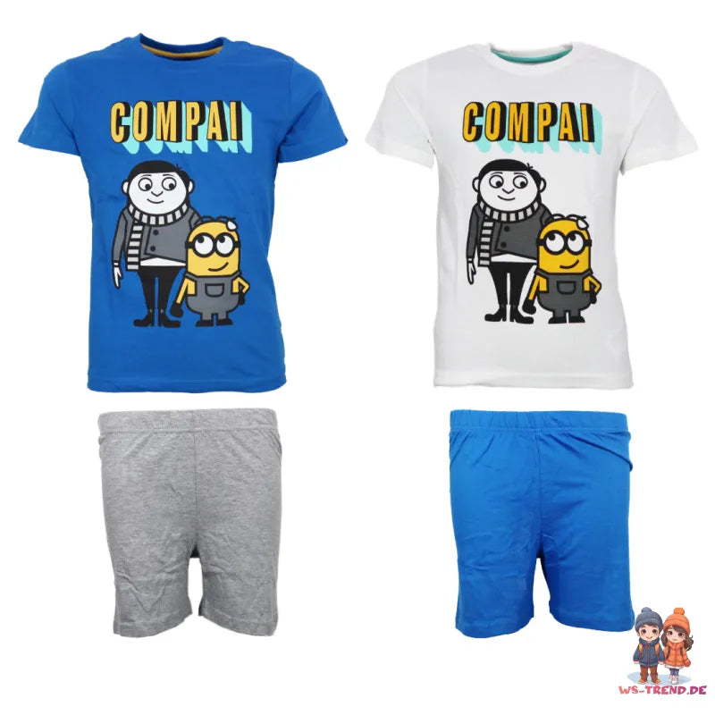 Die Minions Gru Kinder Jungen Pyjama Schlafanzug Baumwolle - WS-Trend.de 104-134 Blau Weiß