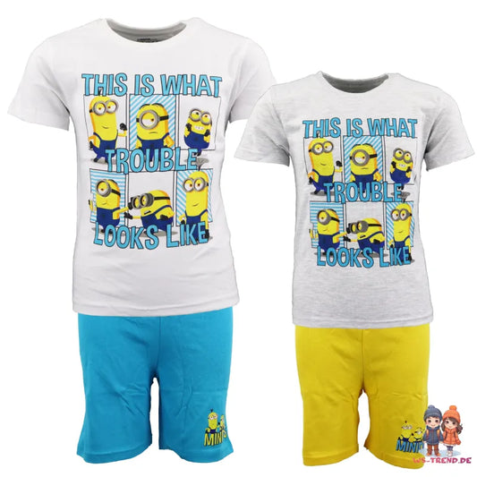 Minions Kinder Schlafanzug Pyjama - WS-Trend.de Die Jungen 98-128 Baumwolle Weiß Grau