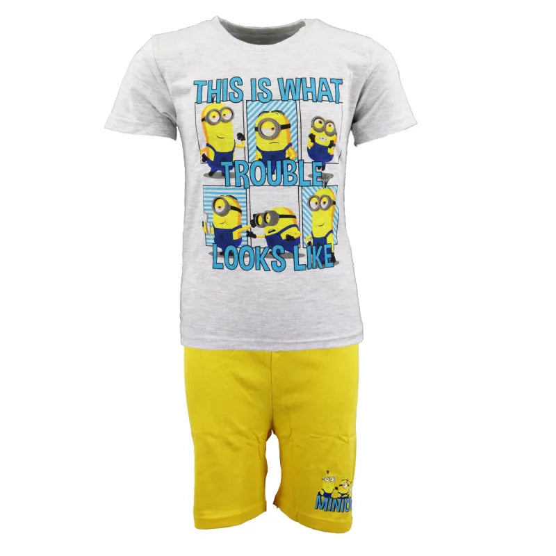 Minions Kinder Schlafanzug Pyjama - WS-Trend.de Die Jungen 98-128 Baumwolle Weiß Grau