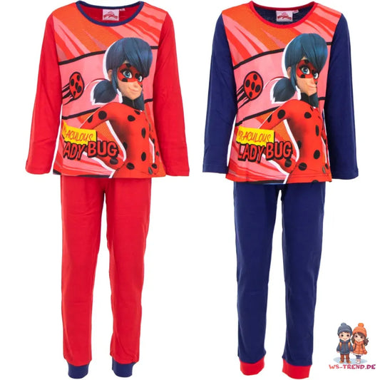 Miraculous Ladybug Kinder Schlafanzug Pyjama lang - WS-Trend.de 98 bis 128 baumwolle